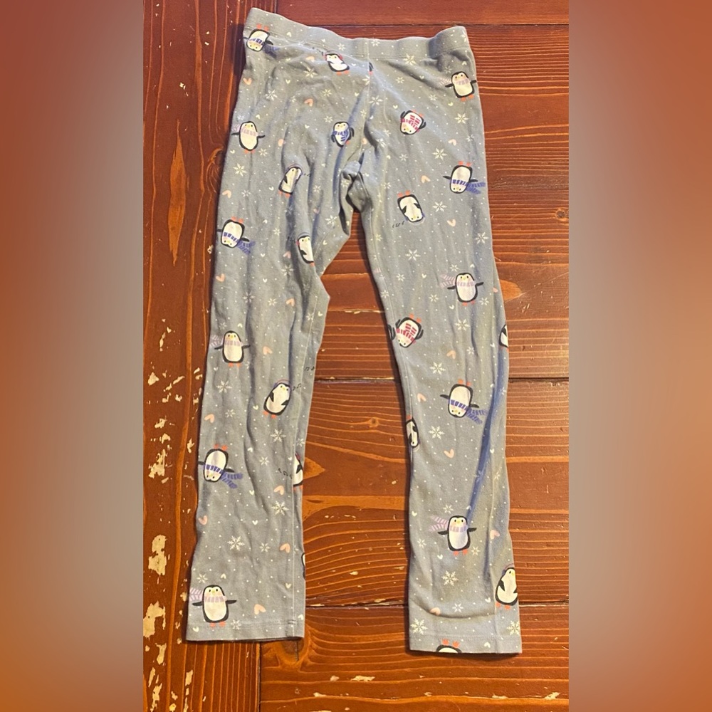 Penguin pattern gray girls leggings - Picture 2 of 4